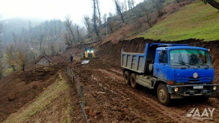 Astara rayonunun Düriyyə‒Şümrüd avtomobil yolu əsaslı şəkildə təmir olunur VİDEO/FOTO