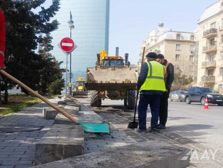 8 Noyabr prospektində əsaslı təmir işlərinə start verilib VİDEO/FOTO