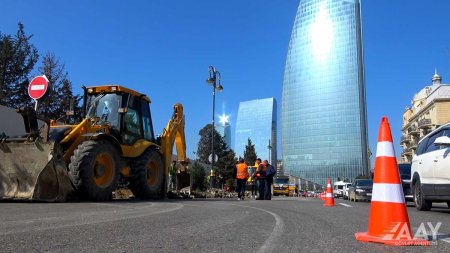 8 Noyabr prospektində əsaslı təmir işləri davam etdirilir VİDEO/FOTO