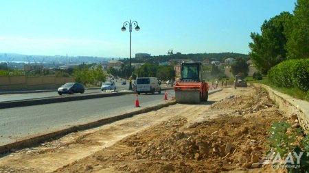 8 Noyabr prospektində əsaslı təmir işləri davam etdirilir VİDEO/FOTO