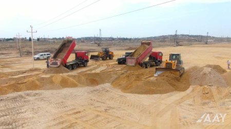 Böyükşor-Pirşağı avtomobil yolunun tikintisi sürətlə davam etdirilir VİDEO/FOTO