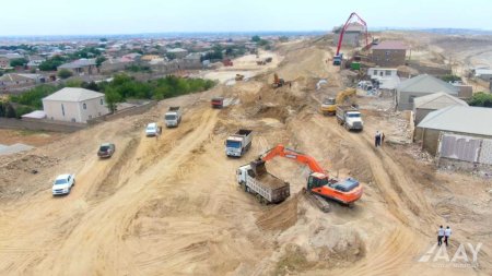 Böyükşor-Pirşağı avtomobil yolunun tikintisi sürətlə davam etdirilir VİDEO/FOTO