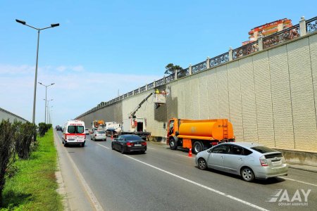 Tunellərin və tuneldaxili yol elementlərinin təmizlənməsi işləri aparılır VİDEO/FOTO