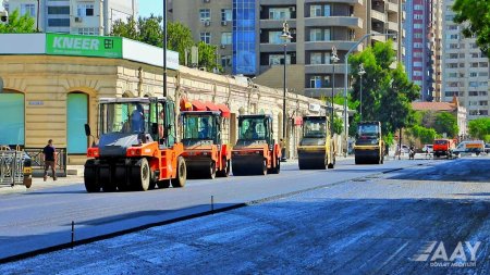 Nəsimi rayonu, 28 May küçəsində təmir işləri icra olunur VİDEO/FOTO