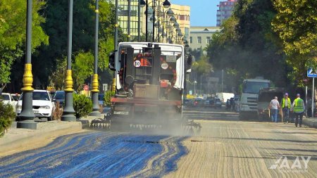 Yasamal rayonu, Həsən bəy Zərdabi küçəsində təmir işləri aparılır VİDEO/FOTO